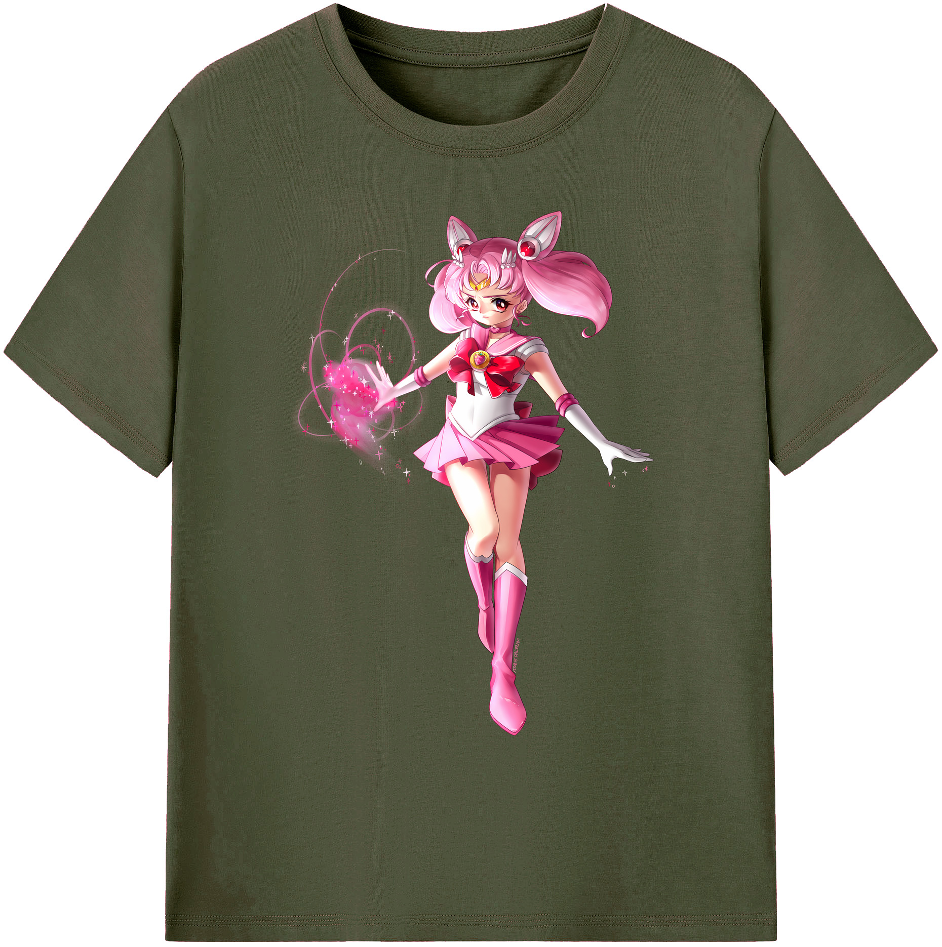 （画像用） 美少女戦士セーラームーン ちびうさ Sailor Moon Chibiusa Tsukino Usagi Small Lady Serenity 綿100％ メンズ半袖Tシャツ｜肌触りやわらか＆通気性